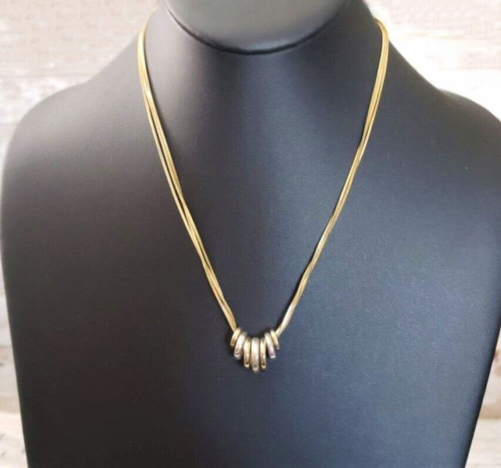 Vintage Necklace Gold Tone & Silver Tone Small Rings